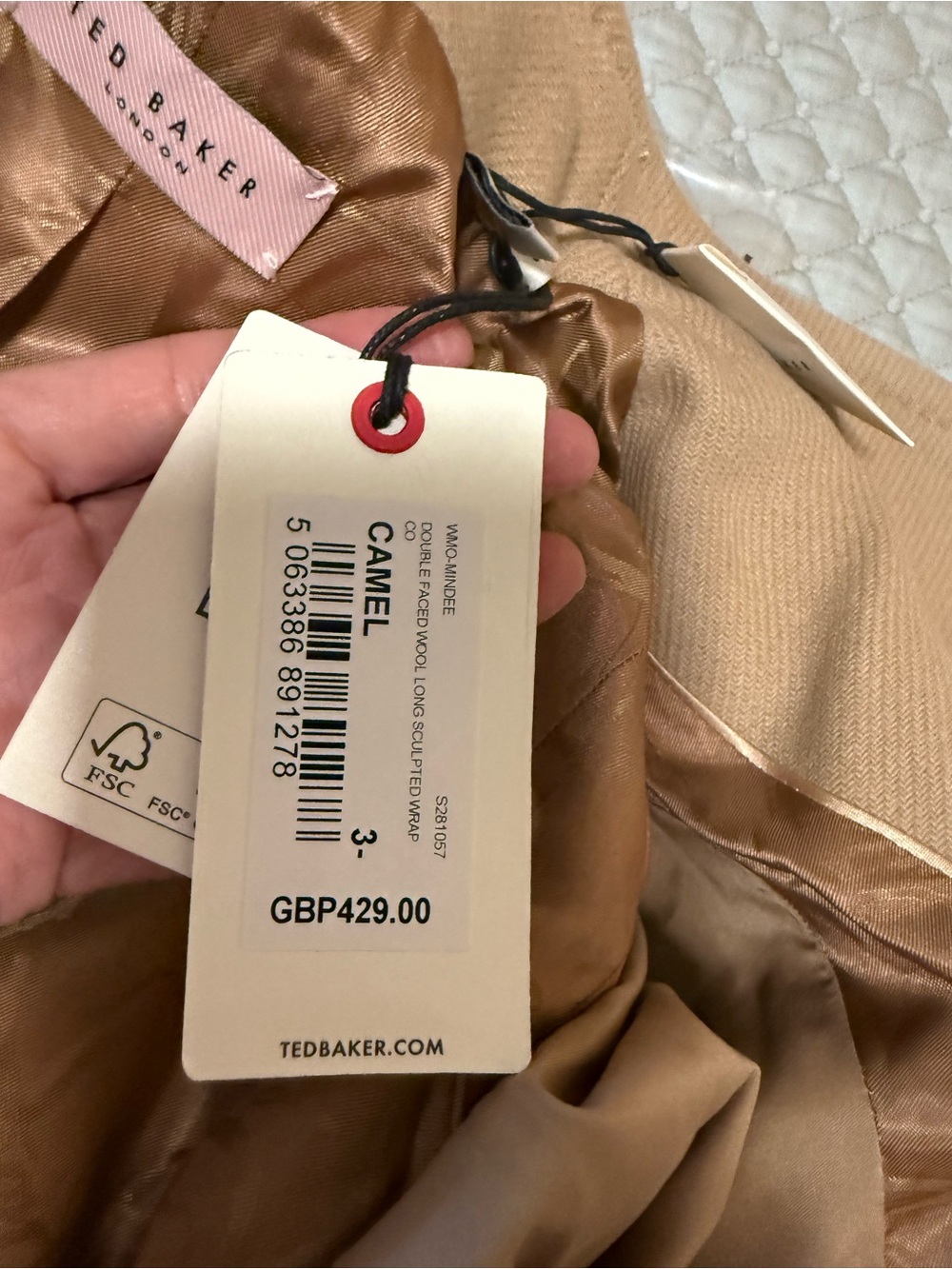 Ted Baker Camel Tan Single-Button Lined Coat - Picture 5 of 16